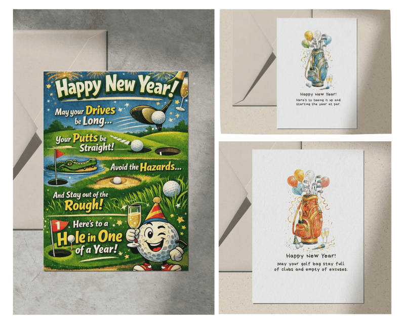 Golf Greeting Card: Happy New Year Bundle