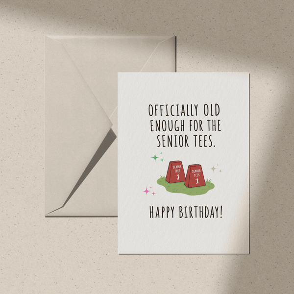 Senior Tees Printable Golf Birthday Card Funny Golfer Greeting Card
