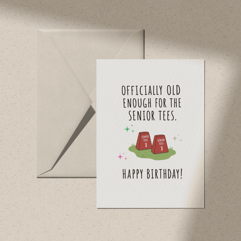 Senior Tees Printable Golf Birthday Card Funny Golfer Greeting Card