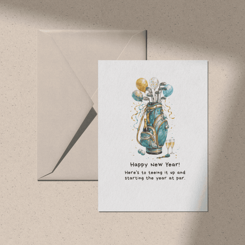 Golf Greeting Card: Here's to teeing it up and starting the year at par.